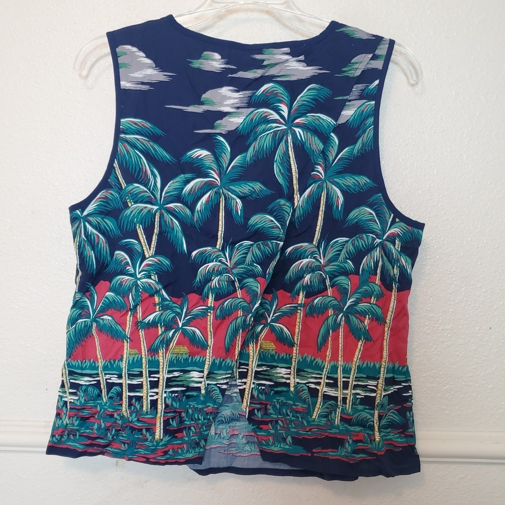 Reyn Spooner Tahiti by the Sea Swing Tank Top Dress Blues Tropical Palm M NEW - Picture 10 of 15